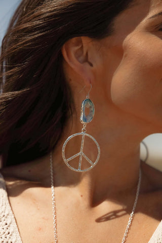 I Vibrate Peace Aura Agate Earrings