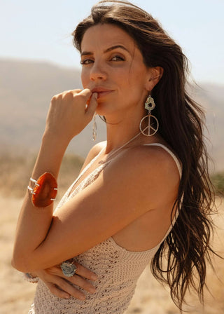I Vibrate Peace Aura Agate Earrings