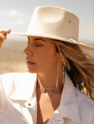 Temple Threads Turquoise Silver Fringe Earrings