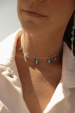 Aligned & Free Turquoise Silver Necklace