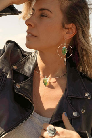 Sacred Growth Green Aura Quartz Silver Earrings