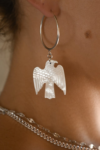 Still I Rise Silver Mother of Pearl Phoenix Earrings
