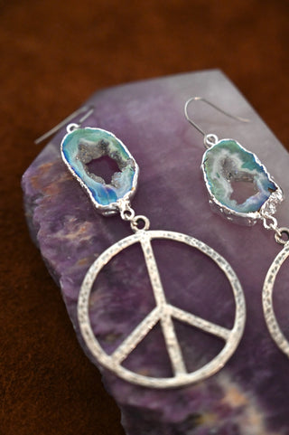 I Vibrate Peace Aura Agate Earrings