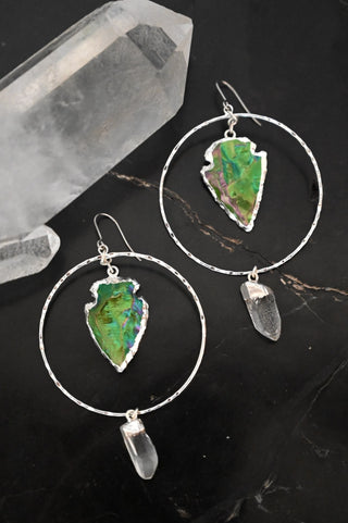 Sacred Growth Green Aura Quartz Silver Earrings