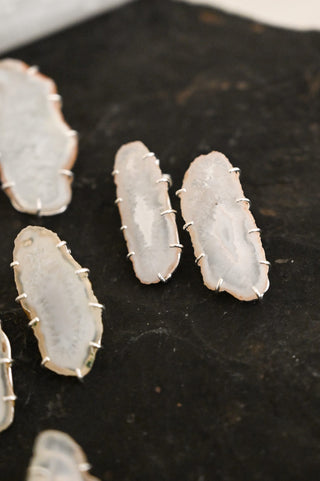 Angel Wings White Agate Silver Earrings