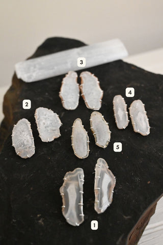 Angel Wings White Agate Silver Earrings