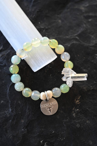 green agate quartz charm beaded bracelet