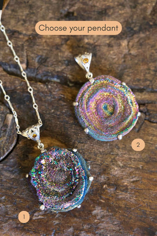 Dancing With My Shadows Titanium Aura Agate Necklace