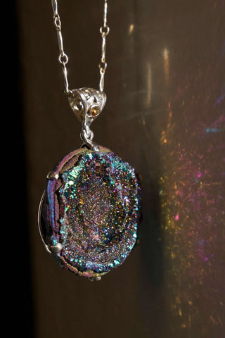 Dancing With My Shadows Titanium Aura Agate Necklace