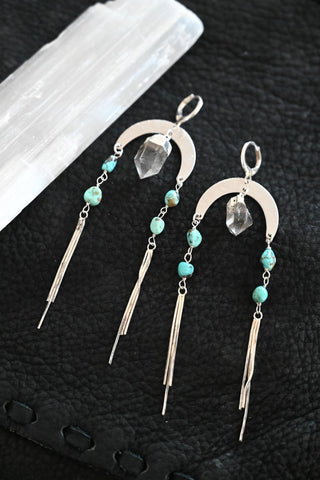 Freedom To Shine Turquoise & Quartz Silver Earrings
