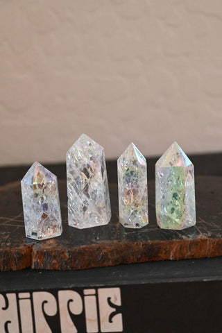 I Am Balanced Fire & Ice Crackled Quartz Tower