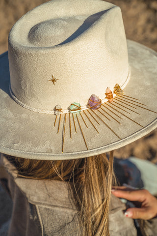 Goddess Energy Crystal Fedora in Off-White