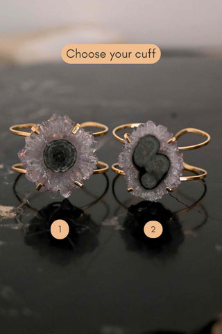 I Am Creating My Life Amethyst Gold Cuff Bracelet