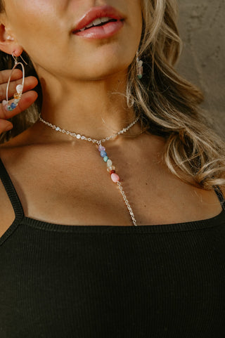 Rainbow Energy 7 Chakra Silver Lariat Necklace