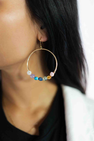 Energetically Aligned 7 Chakra Gold Hoop Earrings