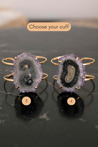 I Am Creating My Life Amethyst Gold Cuff Bracelet