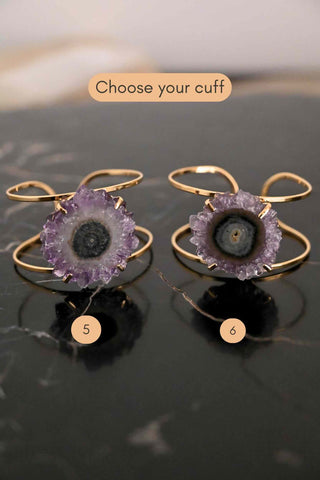 I Am Creating My Life Amethyst Gold Cuff Bracelet