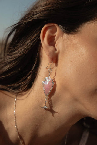 Wild Spirit Pink Aura Rose Quartz Earrings