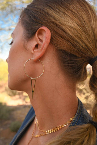 gold triangle gold hoop earrings
