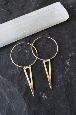 gold triangle gold hoop earrings