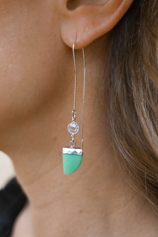 Heart Space Chrysoprase & CZ Threaders