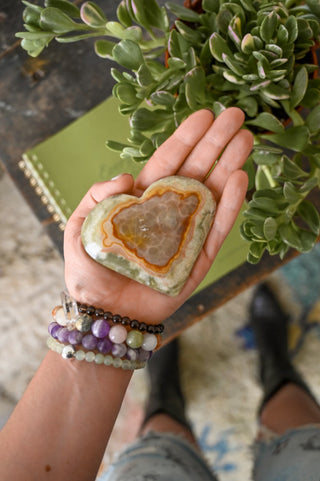 Heart Center Green Onyx Gemstone Heart