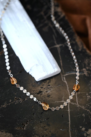 I Choose Joy Citrine Silver Necklace
