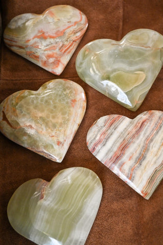 Heart Center Green Onyx Gemstone Heart