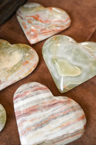 Heart Center Green Onyx Gemstone Heart