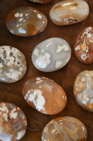 Born to Bloom Carnelian Flower Agate Palm Stone