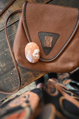 Born to Bloom Carnelian Flower Agate Palm Stone