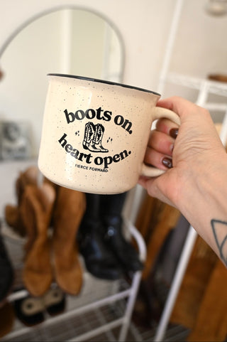 Boots On Heart Open Cream Camper Mug