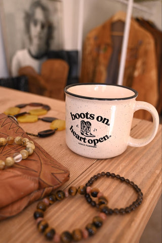 Boots On Heart Open Cream Camper Mug