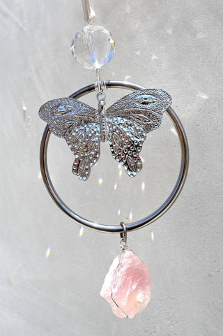 Love Casts Rainbows Rose Quartz Suncatcher