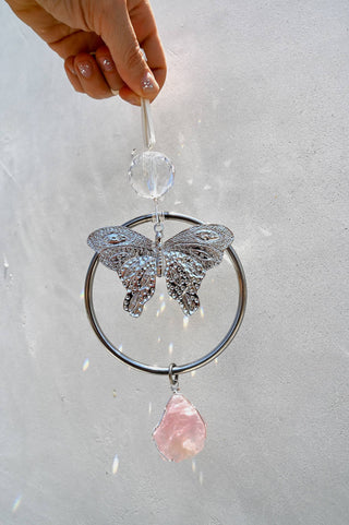 Love Casts Rainbows Rose Quartz Suncatcher