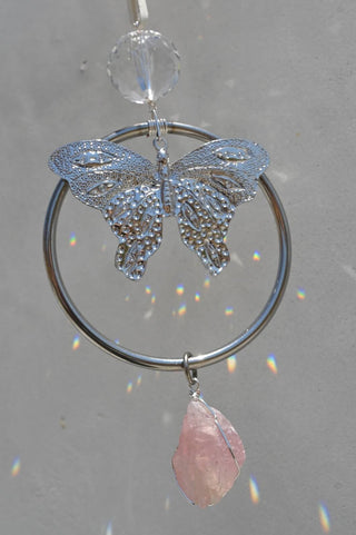 Love Casts Rainbows Rose Quartz Suncatcher