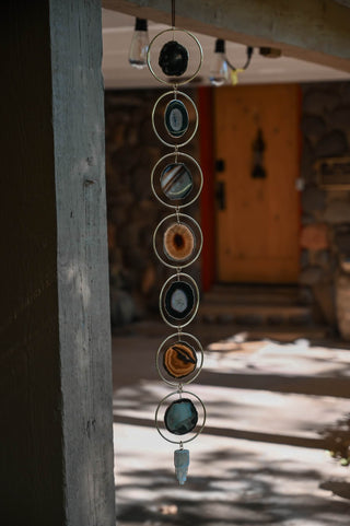 Midnight Light Black Agate Geode Hanging