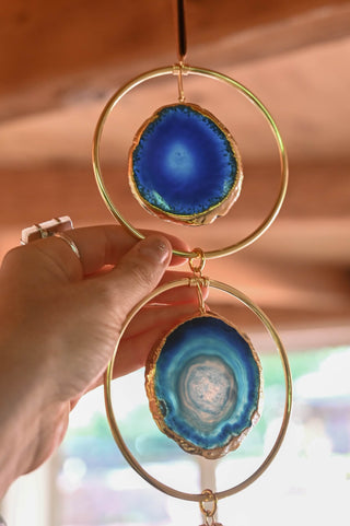 Indigo Skies Blue Agate Geode Hanging