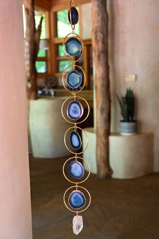 Indigo Skies Blue Agate Geode Hanging