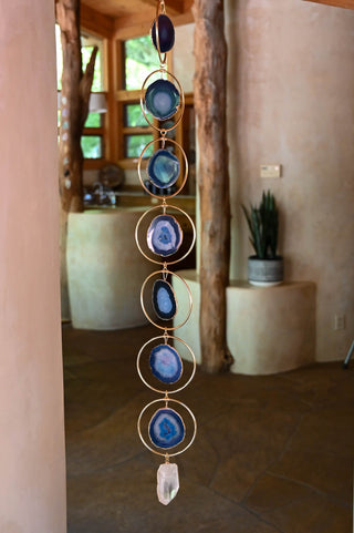 Indigo Skies Blue Agate Geode Hanging