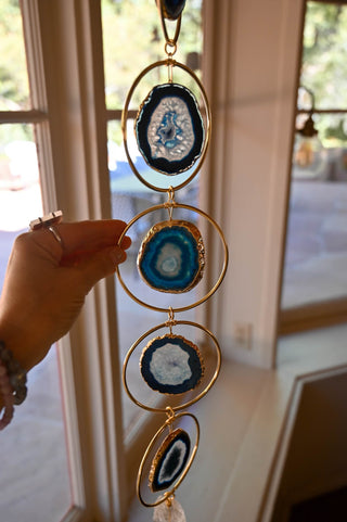 Indigo Skies Blue Agate Geode Hanging