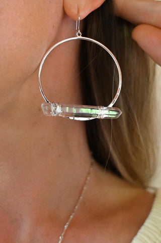 Full Circle Quartz Silver Hoop Earrings