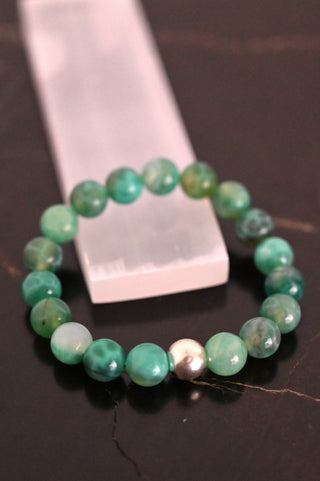 Grounded Heart Green Fire Agate Bracelet