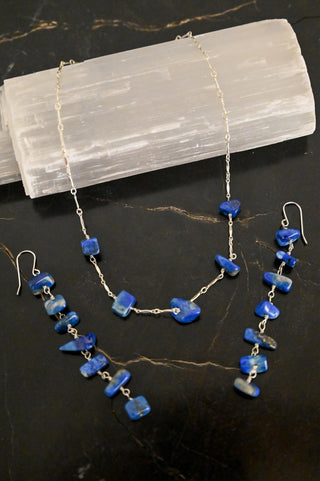 Lapis Ladder of Love Earring and Necklace Set