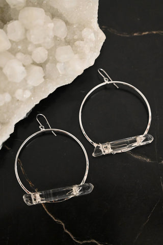 Full Circle Quartz Silver Hoop Earrings