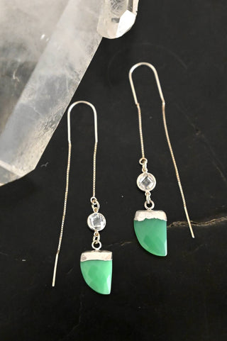 Heart Space Chrysoprase & CZ Threaders