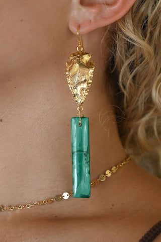 Pathfinder Malachite Arrowhead Earrings