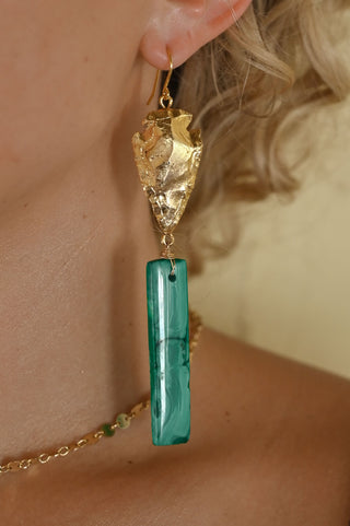 Pathfinder Malachite Arrowhead Earrings