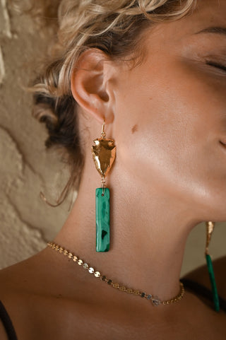 Pathfinder Malachite Arrowhead Earrings