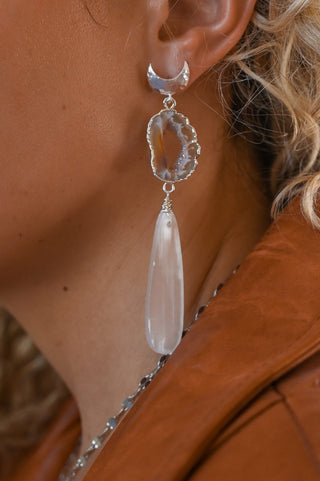 Guiding Light Agate And Selenite Earrings